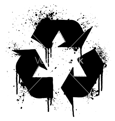 Recycle symbol ink splatter